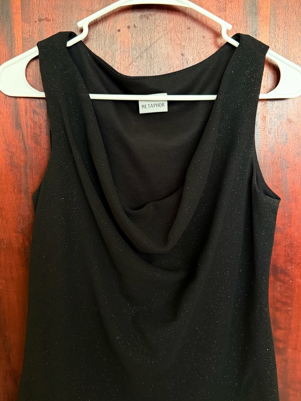 Metaphor Black Sparkle Cowl Neck Tank